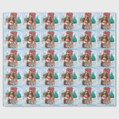 Basset Hound Dog in sneeuwkersthondenhuis Cadeaupapier (Vlak)