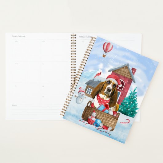 Basset Hound Dog in sneeuwkersthondenhuis Planner (Display)
