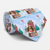 Basset Hound Dog in sneeuwkersthondenhuis Stropdas (Opgerold)