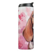 Basset Hound Dog is mijn Valentijn gepersonaliseer Thermosbeker (Gedraaid links)