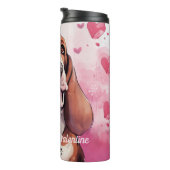 Basset Hound Dog is mijn Valentijn gepersonaliseer Thermosbeker (Geroteerd rechts)