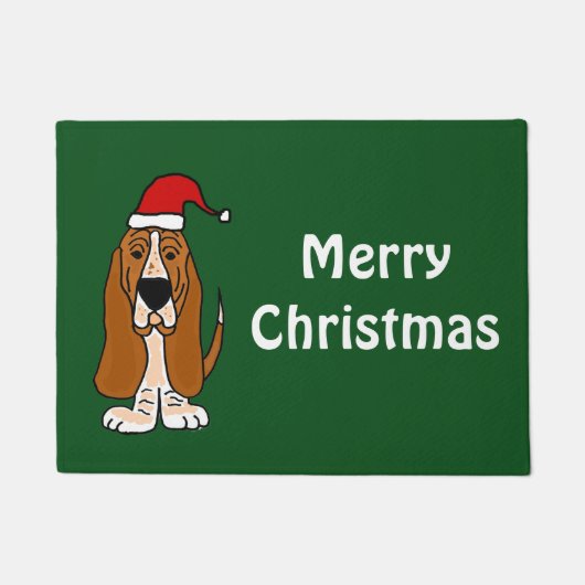 Basset Hound Dog-kerstdeurmat Deurmat (Voorkant)