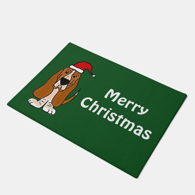 Basset Hound Dog-kerstdeurmat Deurmat (Schuin)