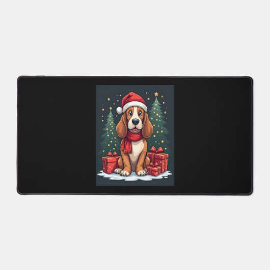 Basset Hound Dog Kerstfeesten Santa Hondenliefhebb Bureaumat (Voorkant)
