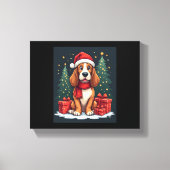 Basset Hound Dog Kerstfeesten Santa Hondenliefhebb Canvas Afdruk (Voorkant)