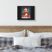 Basset Hound Dog Kerstfeesten Santa Hondenliefhebb Canvas Afdruk (Insitu (Slaapkamer))