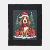 Basset Hound Dog Kerstfeesten Santa Hondenliefhebb Fleece Deken (Voorkant)