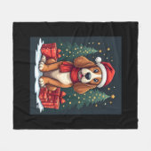 Basset Hound Dog Kerstfeesten Santa Hondenliefhebb Fleece Deken (Voorkant (Horizontaal))