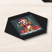 Basset Hound Dog Kerstfeesten Santa Hondenliefhebb Kartonnen Onderzetters (Schuin)