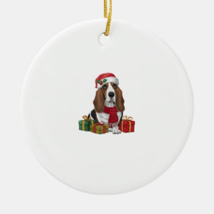 Basset Hound Dog Kerstfeesten Santa Hondenliefhebb Keramisch Ornament