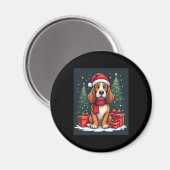 Basset Hound Dog Kerstfeesten Santa Hondenliefhebb Magneet (Voorkant / Achterkant)