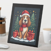 Basset Hound Dog Kerstfeesten Santa Hondenliefhebb Reclamebord Met Voetstuk (Insitu)