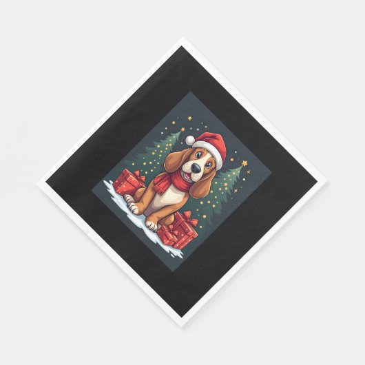 Basset Hound Dog Kerstfeesten Santa Hondenliefhebb Servet (Hoek)