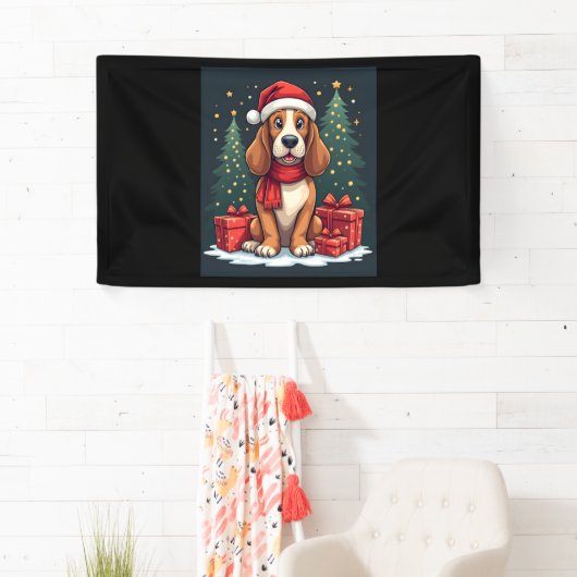 Basset Hound Dog Kerstfeesten Santa Hondenliefhebb Spandoek (Insitu)