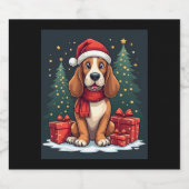 Basset Hound Dog Kerstfeesten Santa Hondenliefhebb Sparkling Wijnetiket (Enkel label)