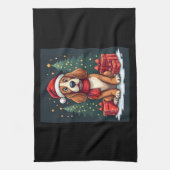 Basset Hound Dog Kerstfeesten Santa Hondenliefhebb Theedoek (Verticaal)
