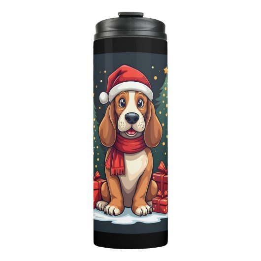 Basset Hound Dog Kerstfeesten Santa Hondenliefhebb Thermosbeker (Voorkant)