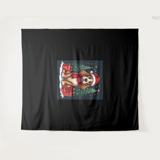 Basset Hound Dog Kerstfeesten Santa Hondenliefhebb Wandkleed (Voorkant (horizontaal))