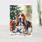 Basset Hound Dog Kerstgroet Kaart (Voorkant)