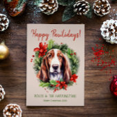 Basset Hound Dog Kerstmis Gelukkige Pawholidays Feestdagenkaart