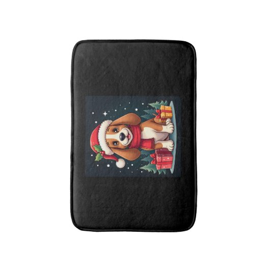 Basset Hound Dog Kerstoutfits Santa Hat Dog X Badmat (Voorkant Verticaal)