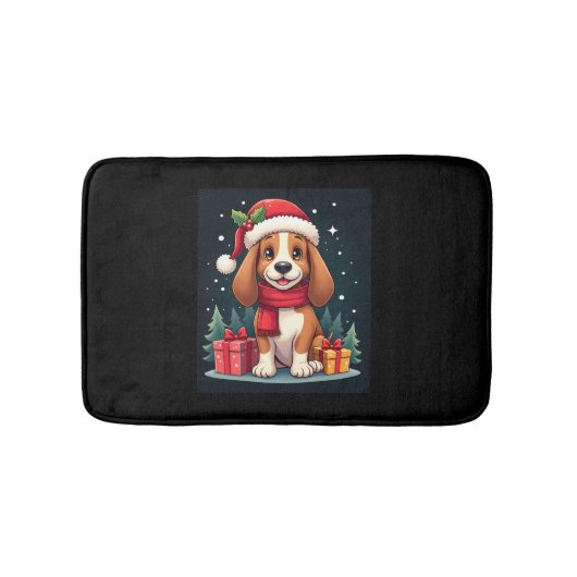 Basset Hound Dog Kerstoutfits Santa Hat Dog X Badmat (Voorkant)