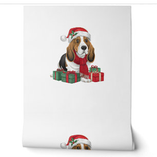 Basset Hound Dog Kerstoutfits Santa Hat Dog X Behang