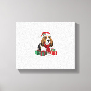 Basset Hound Dog Kerstoutfits Santa Hat Dog X Canvas Afdruk