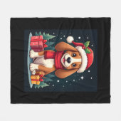 Basset Hound Dog Kerstoutfits Santa Hat Dog X Fleece Deken (Voorkant (Horizontaal))