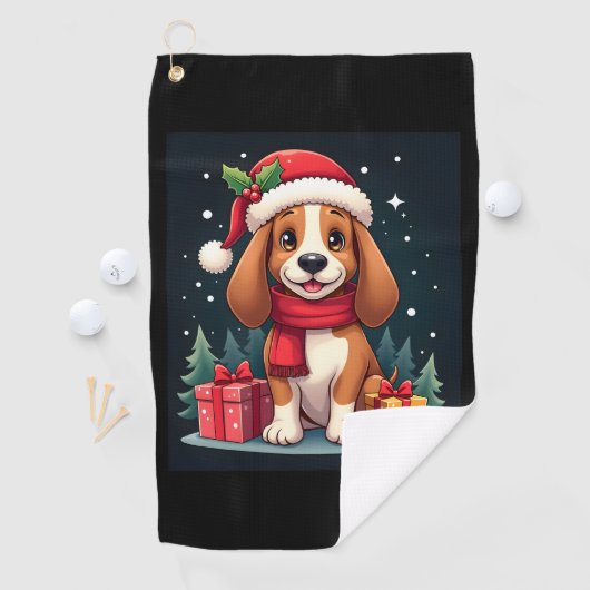 Basset Hound Dog Kerstoutfits Santa Hat Dog X Golfhanddoek (Insitu)