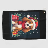 Basset Hound Dog Kerstoutfits Santa Hat Dog X Golfhanddoek (Horizontaal)