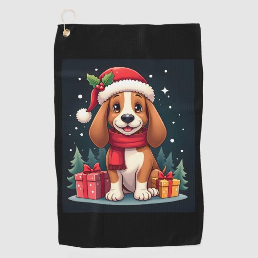 Basset Hound Dog Kerstoutfits Santa Hat Dog X Golfhanddoek (Voorkant)