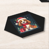 Basset Hound Dog Kerstoutfits Santa Hat Dog X Kartonnen Onderzetters (Schuin)