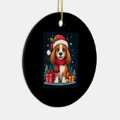 Basset Hound Dog Kerstoutfits Santa Hat Dog X Keramisch Ornament (Rechts)