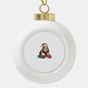 Basset Hound Dog Kerstoutfits Santa Hat Dog X Keramische Bal Ornament