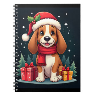 Basset Hound Dog Kerstoutfits Santa Hat Dog X Notitieboek