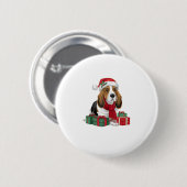 Basset Hound Dog Kerstoutfits Santa Hat Dog X Ronde Button 5,7 Cm (Voorkant /achterkant)