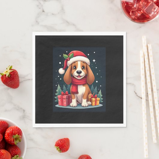 Basset Hound Dog Kerstoutfits Santa Hat Dog X Servet (Insitu)