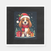 Basset Hound Dog Kerstoutfits Santa Hat Dog X Servet (Voorkant)
