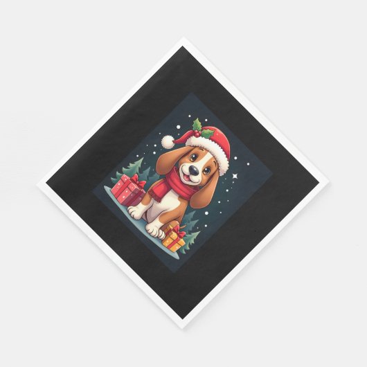 Basset Hound Dog Kerstoutfits Santa Hat Dog X Servet (Hoek)