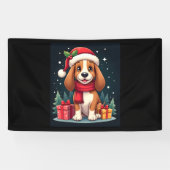 Basset Hound Dog Kerstoutfits Santa Hat Dog X Spandoek (Horizontaal)