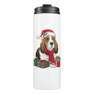 Basset Hound Dog Kerstoutfits Santa Hat Dog X Thermosbeker