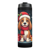 Basset Hound Dog Kerstoutfits Santa Hat Dog X Thermosbeker (Voorkant)