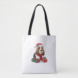 Basset Hound Dog Kerstoutfits Santa Hat Dog X Tote Bag