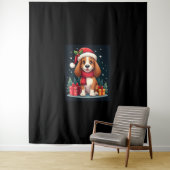 Basset Hound Dog Kerstoutfits Santa Hat Dog X Wandkleed (In situ)