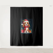 Basset Hound Dog Kerstoutfits Santa Hat Dog X Wandkleed (Voorkant)