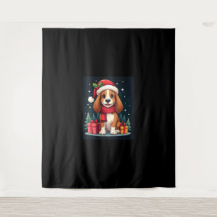 Basset Hound Dog Kerstoutfits Santa Hat Dog X Wandkleed