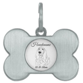 Basset Hound dog Line Art Personalized Tag Huisdieren Naamplaatje