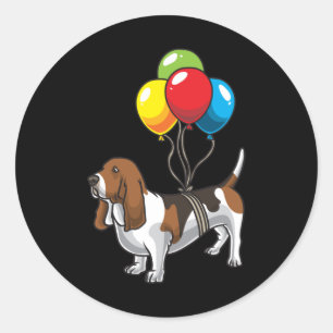 Basset Hound Dog met ballon Ronde Sticker