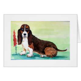 Basset Hound Dog met Foxglove Flowers